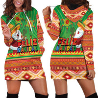 Mexico Hoodie Dress Feliz Navidad Aztec Geometric Pattern - Wonder Print Shop
