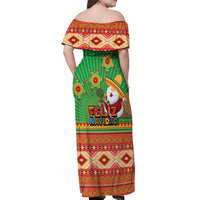 Mexico Off Shoulder Maxi Dress Feliz Navidad Aztec Geometric Pattern - Wonder Print Shop