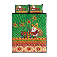 Mexico Quilt Bed Set Feliz Navidad Aztec Geometric Pattern - Wonder Print Shop