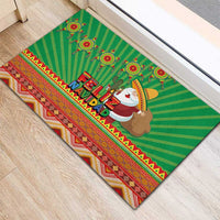 Mexico Rubber Doormat Feliz Navidad Aztec Geometric Pattern - Wonder Print Shop