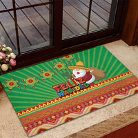 Mexico Rubber Doormat Feliz Navidad Aztec Geometric Pattern - Wonder Print Shop