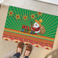 Mexico Rubber Doormat Feliz Navidad Aztec Geometric Pattern - Wonder Print Shop