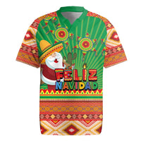 Mexico Rugby Jersey Feliz Navidad Aztec Geometric Pattern - Wonder Print Shop