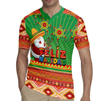 Mexico Rugby Jersey Feliz Navidad Aztec Geometric Pattern - Wonder Print Shop