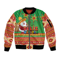 Mexico Sleeve Zip Bomber Jacket Feliz Navidad Aztec Geometric Pattern - Wonder Print Shop
