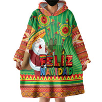 Mexico Wearable Blanket Hoodie Feliz Navidad Aztec Geometric Pattern - Wonder Print Shop