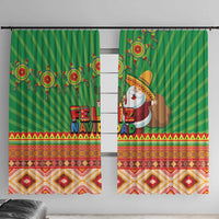 Mexico Window Curtain Feliz Navidad Aztec Geometric Pattern - Wonder Print Shop