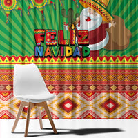 Mexico Window Curtain Feliz Navidad Aztec Geometric Pattern - Wonder Print Shop