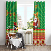 Mexico Window Curtain Feliz Navidad Aztec Geometric Pattern - Wonder Print Shop