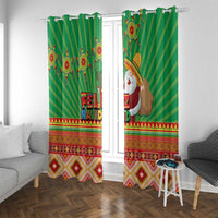 Mexico Window Curtain Feliz Navidad Aztec Geometric Pattern - Wonder Print Shop