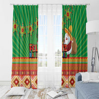 Mexico Window Curtain Feliz Navidad Aztec Geometric Pattern - Wonder Print Shop