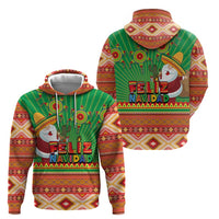 Mexico Zip Hoodie Feliz Navidad Aztec Geometric Pattern - Wonder Print Shop