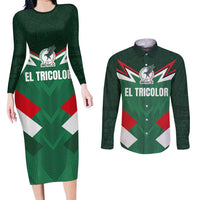 Custom Mexico Football Couples Matching Long Sleeve Bodycon Dress and Long Sleeve Button Shirt El Tricolor 2024 - Wonder Print Shop