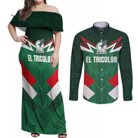 Custom Mexico Football Couples Matching Off Shoulder Maxi Dress and Long Sleeve Button Shirt El Tricolor 2024 - Wonder Print Shop