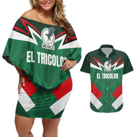 Custom Mexico Football Couples Matching Off Shoulder Short Dress and Hawaiian Shirt El Tricolor 2024 - Wonder Print Shop