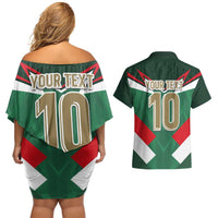 Custom Mexico Football Couples Matching Off Shoulder Short Dress and Hawaiian Shirt El Tricolor 2024 - Wonder Print Shop