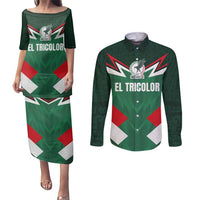 Custom Mexico Football Couples Matching Puletasi and Long Sleeve Button Shirt El Tricolor 2024 - Wonder Print Shop