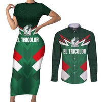 Custom Mexico Football Couples Matching Short Sleeve Bodycon Dress and Long Sleeve Button Shirt El Tricolor 2024 - Wonder Print Shop