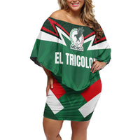 Custom Mexico Football Family Matching Off Shoulder Short Dress and Hawaiian Shirt El Tricolor 2024 - Wonder Print Shop