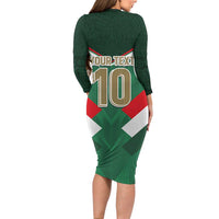 Custom Mexico Football Long Sleeve Bodycon Dress El Tricolor 2024 - Wonder Print Shop