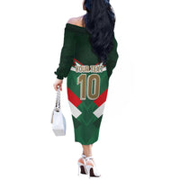 Custom Mexico Football Off The Shoulder Long Sleeve Dress El Tricolor 2024 - Wonder Print Shop