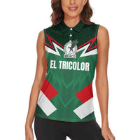 Custom Mexico Football Women Sleeveless Polo Shirt El Tricolor 2024 - Wonder Print Shop
