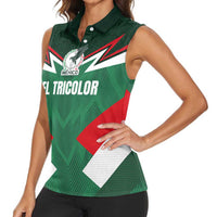 Custom Mexico Football Women Sleeveless Polo Shirt El Tricolor 2024 - Wonder Print Shop
