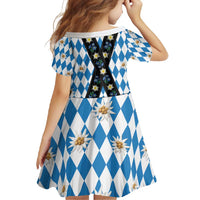 Bavaria Traditional Lederhosen Costume Family Matching Tank Maxi Dress and Hawaiian Shirt Bavaria Emblem - Blue Plaid Pattern with Edelweiss Flowers - Wonder Print Shop