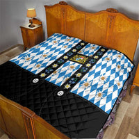 Bavaria Traditional Lederhosen Costume Quilt Bavaria Emblem - Blue Plaid Pattern with Edelweiss Flowers - Wonder Print Shop