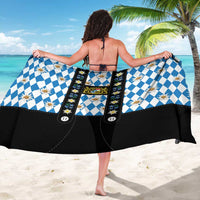 Bavaria Traditional Lederhosen Costume Sarong Bavaria Emblem - Blue Plaid Pattern with Edelweiss Flowers - Wonder Print Shop