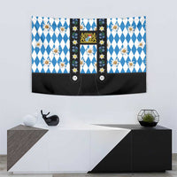 Bavaria Traditional Lederhosen Costume Tapestry Bavaria Emblem - Blue Plaid Pattern with Edelweiss Flowers - Wonder Print Shop