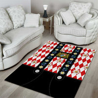 Bavaria Traditional Lederhosen Costume Area Rug Bavaria Emblem - Red Plaid Pattern with Edelweiss Flowers