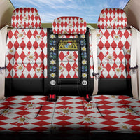 Bavaria Traditional Lederhosen Costume Back Car Seat Cover Bavaria Emblem - Red Plaid Pattern with Edelweiss Flowers