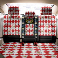 Bavaria Traditional Lederhosen Costume Back Car Seat Cover Bavaria Emblem - Red Plaid Pattern with Edelweiss Flowers