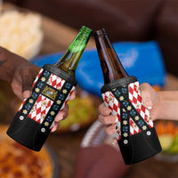 Traditional Bavarian Costume - Lederhosen 4 in 1 Can Cooler Tumbler Bavaria Emblem -  Red Plaid Pattern with Edelweiss Flowers