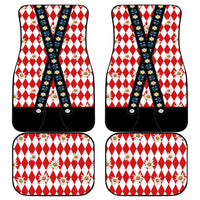 Bavaria Traditional Lederhosen Costume Car Mats Bavaria Emblem - Red Plaid Pattern with Edelweiss Flowers