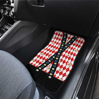 Bavaria Traditional Lederhosen Costume Car Mats Bavaria Emblem - Red Plaid Pattern with Edelweiss Flowers