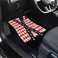 Bavaria Traditional Lederhosen Costume Car Mats Bavaria Emblem - Red Plaid Pattern with Edelweiss Flowers