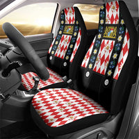 Bavaria Traditional Lederhosen Costume Car Seat Cover Bavaria Emblem - Red Plaid Pattern with Edelweiss Flowers