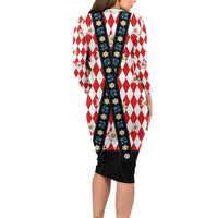 Bavaria Traditional Lederhosen Costume Family Matching Long Sleeve Bodycon Dress and Hawaiian Shirt Bavaria Emblem - Red Plaid Pattern with Edelweiss Flowers - Wonder Print Shop