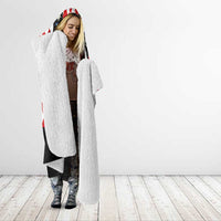 Bavaria Traditional Lederhosen Costume Hooded Blanket Bavaria Emblem - Red Plaid Pattern with Edelweiss Flowers - Wonder Print Shop