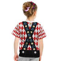 Bavaria Traditional Lederhosen Costume Kid T Shirt Bavaria Emblem - Red Plaid Pattern with Edelweiss Flowers - Wonder Print Shop