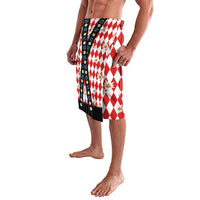 Bavaria Traditional Lederhosen Costume Lavalava Bavaria Emblem - Red Plaid Pattern with Edelweiss Flowers - Wonder Print Shop