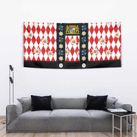 Bavaria Traditional Lederhosen Costume Tapestry Bavaria Emblem - Red Plaid Pattern with Edelweiss Flowers - Wonder Print Shop