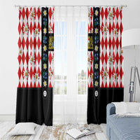 Bavaria Traditional Lederhosen Costume Window Curtain Bavaria Emblem - Red Plaid Pattern with Edelweiss Flowers - Wonder Print Shop