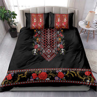 Traditional Romanian Costume - Costum Popular Bedding Set Traditional Romanian Motif and Folk Floral Embroidery Style