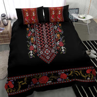 Traditional Romanian Costume - Costum Popular Bedding Set Traditional Romanian Motif and Folk Floral Embroidery Style