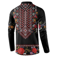 Traditional Romanian Costume - Costum Popular Button Sweatshirt Traditional Romanian Motif and Folk Floral Embroidery Style