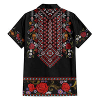 Traditional Romanian Costume - Costum Popular Family Matching Puletasi and Hawaiian Shirt Traditional Romanian Motif and Folk Floral Embroidery Style
