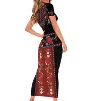 Traditional Romanian Costume - Costum Popular Family Matching Short Sleeve Bodycon Dress and Hawaiian Shirt Traditional Romanian Motif and Folk Floral Embroidery Style - Wonder Print Shop